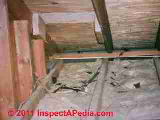 Plywood roof sheathing repair © Daniel Friedman at InspectApedia.com